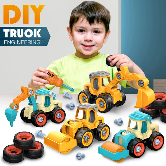 Interactive Assembly Excavator Toy Set for Boys - STEM Educational Vehicle Kit