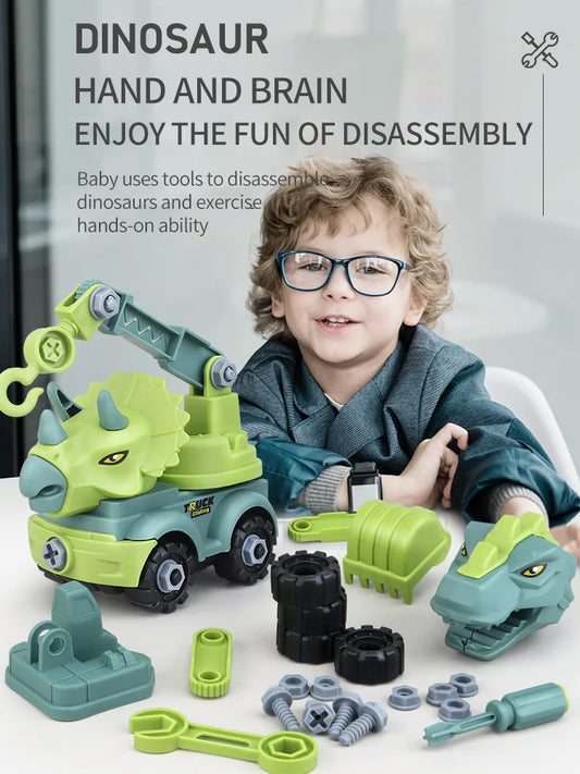 DIY Dinosaur Engineering Vehicle Excavator Puzzle Toy Set for Kids